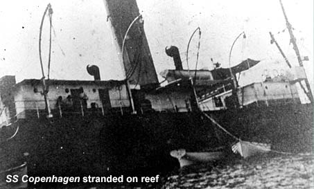 SS Copenhagen stranded on a reef