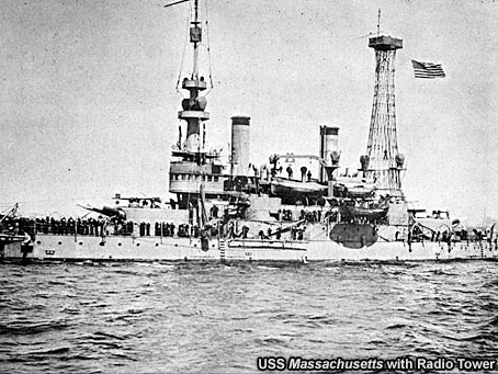 USS Massachusetts with Radio Tower