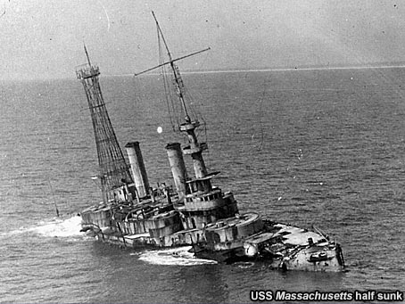 USS Massachusetts half sunk